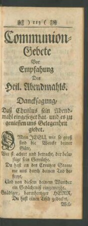 Communion-Gebete Vor Empfahung Des Heil. Abendmahls