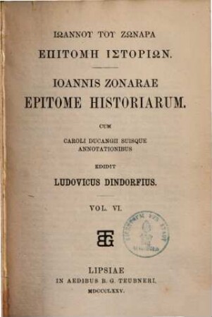 Iōannu tu Zōnara Epitomē historiōn, 6