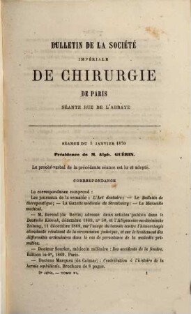 Bulletin de la Société de Chirurgie de Paris : pendant l'année ... 11. 1870 (1871)
