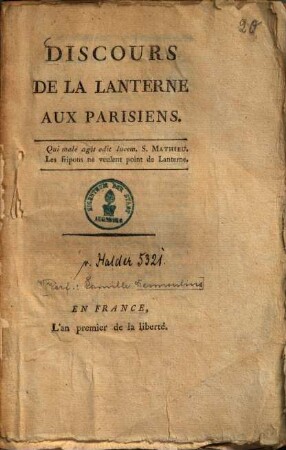Discours de la lanterne aux Parisiens