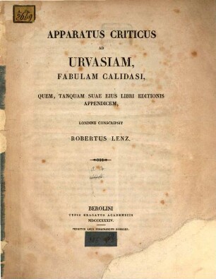 Urvasia : Fabula Calidasi, [2]. Apparatus criticus ad Urvasiam, fabulam Calidasi