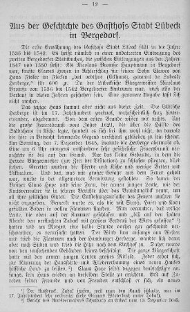Aus der Geschichte des Gasthofs Stadt Lübeck in Bergedorf.