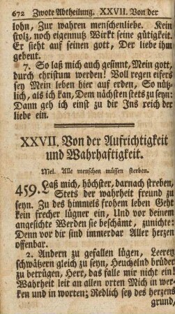 XXVII. Von der Aufrichtigkeit und Wahrhaftigkeit