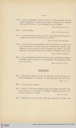 Sièges (Nr. 327 - 344)