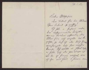 Schreiben an Hermann Muthesius (Brief)