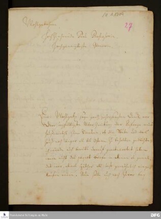 Brief von Johann Ulrich Christian Köppen an Anna Magdalena Francke.