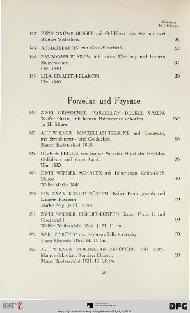 Porzellan und Fayence (Nr. 146-164)