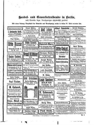 Handel- und Gewerbetreibende in Berlin, nach Erwerbs= bezw. Berufszweigen alphabetisch geordnet
