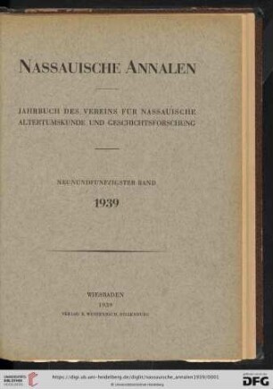 59: Nassauische Annalen: Jahrbuch des Vereins für Nassauische Altertumskunde und Geschichtsforschung