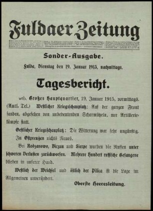 Ausgabe vom Dienstag, den 19. Januar 1915.