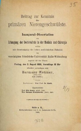 Beitrag zur Kenntnis der primären Nierengeschwülste : Inaug.-Diss.