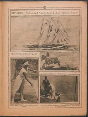Deportes : Yachting.- Golf.- Natación.- Tennis.- Football.- Pedestrismo.- Gimnasia
