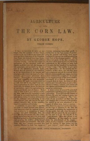 Agriculture and the corn law