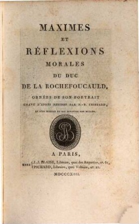 Maximes et Réflexions morales