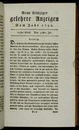 61stes Stück. Den 31sten Jul.