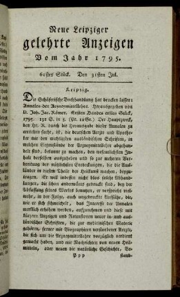 61stes Stück. Den 31sten Jul.