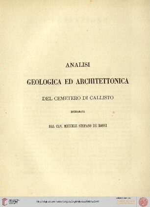 Analisi geologica ed architetettonica del Cemetero di Callisto