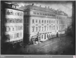Zeil 36 (jetzt Zeil 94) "Palais Mumm" und Zeil 34 (jetzt Zeil 92) "Palais Rothschild" von Westen