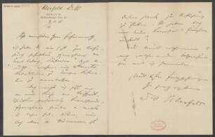 Brief an Ludwig Strecker  und B. Schott's Söhne : 08.06.1905