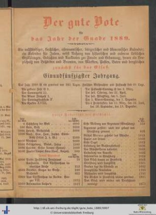Der gute Bote für das Jahr der Gnade 1889.