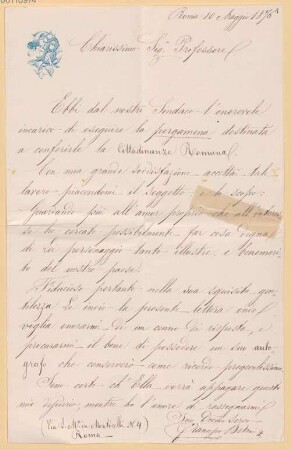 Nachlass von Gregorovius, Ferdinand (1821-1891) - BSB Gregoroviusiana. 21, Bedoni, Francesco