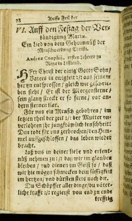VI. Auff den Festag der Verkündigung Mariæ.