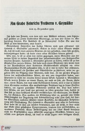 Am Grabe Heirichs Freiherrn v. Geymüller, den 21. Dezember 1909