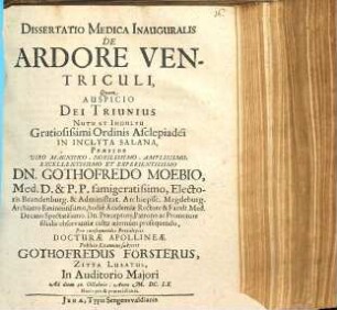 Dissertatio Medica Inauguralis De Ardore Ventriculi