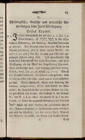 V. Philosophische, kritische und exegetische Anmerkungen über Joels Weissagung.