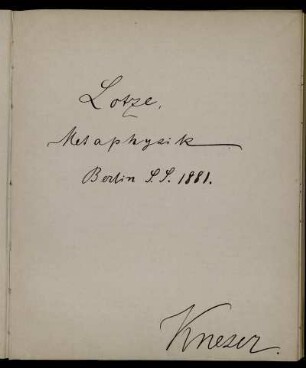 Metaphysik : Vorlesungsnachschrift