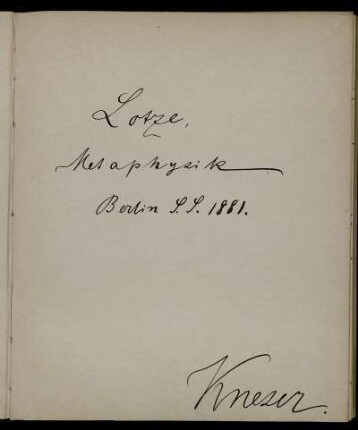 Metaphysik : Vorlesungsnachschrift