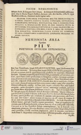 Numismata Aerea Ejusdem Pii V. [...]