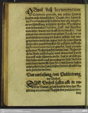 Von verfassung, und Publicirung der Urtheil