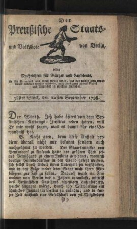38stes Stück, den 22sten September 1798