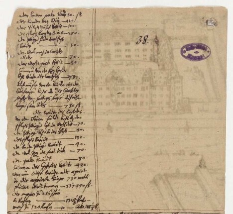 Kassel, Vermessungstabelle zum Landgrafenschloss