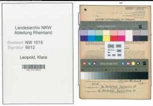 Entnazifizierung Klara Leopold , geb. 20.10.1905 (Kauffrau)