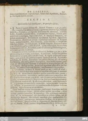 Sectio I. Quid nomine legis intelligatur, & quotuplex sit lex.
