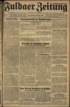 Erste Ausgabe vom Donnerstag, den 29. März 1934.
