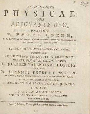 Positiones Physicae