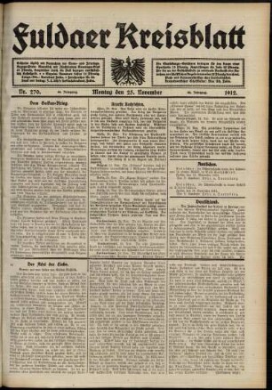 Ausgabe vom Montag, den 25. November 1912.