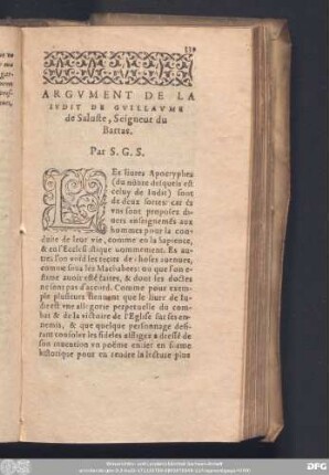 Argument De La Judit De Guillaume de Saluste, Seigneur du Bartas.