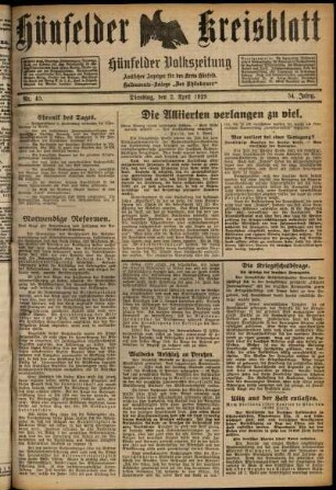Ausgabe vom Dienstag, den 02. April 1929.
