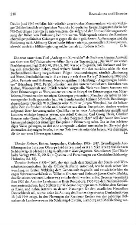 Steltzer, Theodor :: Reden, Ansprachen, Gedanken 1945 - 1947, grundlegende Ausführungen des letzten Oberpräsidenten und ersten Ministerpräsidenten Schleswig-Holsteins, hrsg. und erläutert von Kurt Jürgensen, (Quellen und Forschungen zur Geschichte Schleswig-Holsteins, 88) : Neumünster, Wachholtz, 1986