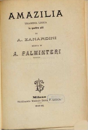 Amazilia : tragedia lirica in quattro atti