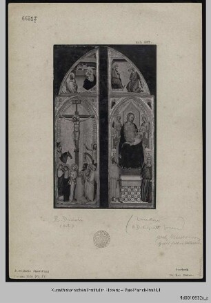 Triptychon: Marienkrönung, Madonna mit Kind und Kreuzigung