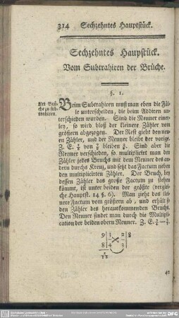 Sechzehntes Hauptstück. Vom Subtrahiren der Brüche