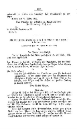 Deichbau-Beiträge von den Pfarr- und Schul-Ländereien : [IV. Elementarschulwesen]