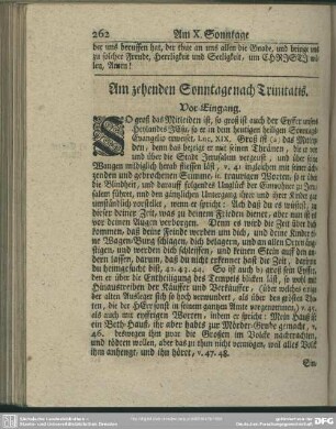 Am zehenden Sonntage nach Trinitatis