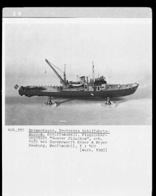 Flugsicherungsboot "Gunter Plüschow", erbaut 1935 bei Norderwerft Köster und Meyer, Hamburg, Werftmodell