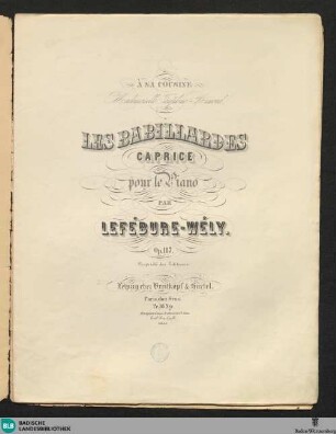 Les Babillardes : caprice pour le piano; op. 117